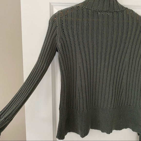 Inhabit Olive Green Mock Neck Chunky Knit Cotton Sweater - Picture 13 of 13